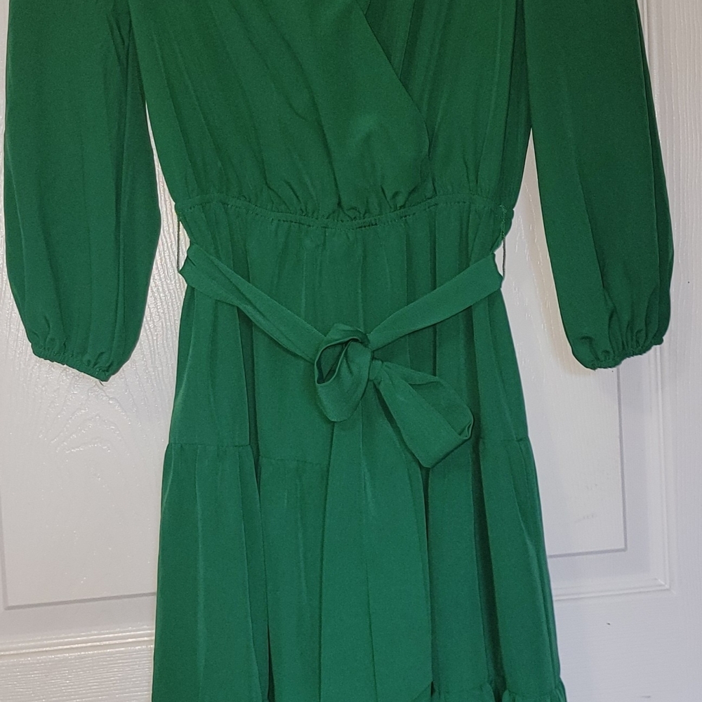Flying Tomato Vibrant Green Long Sleeve Dress
